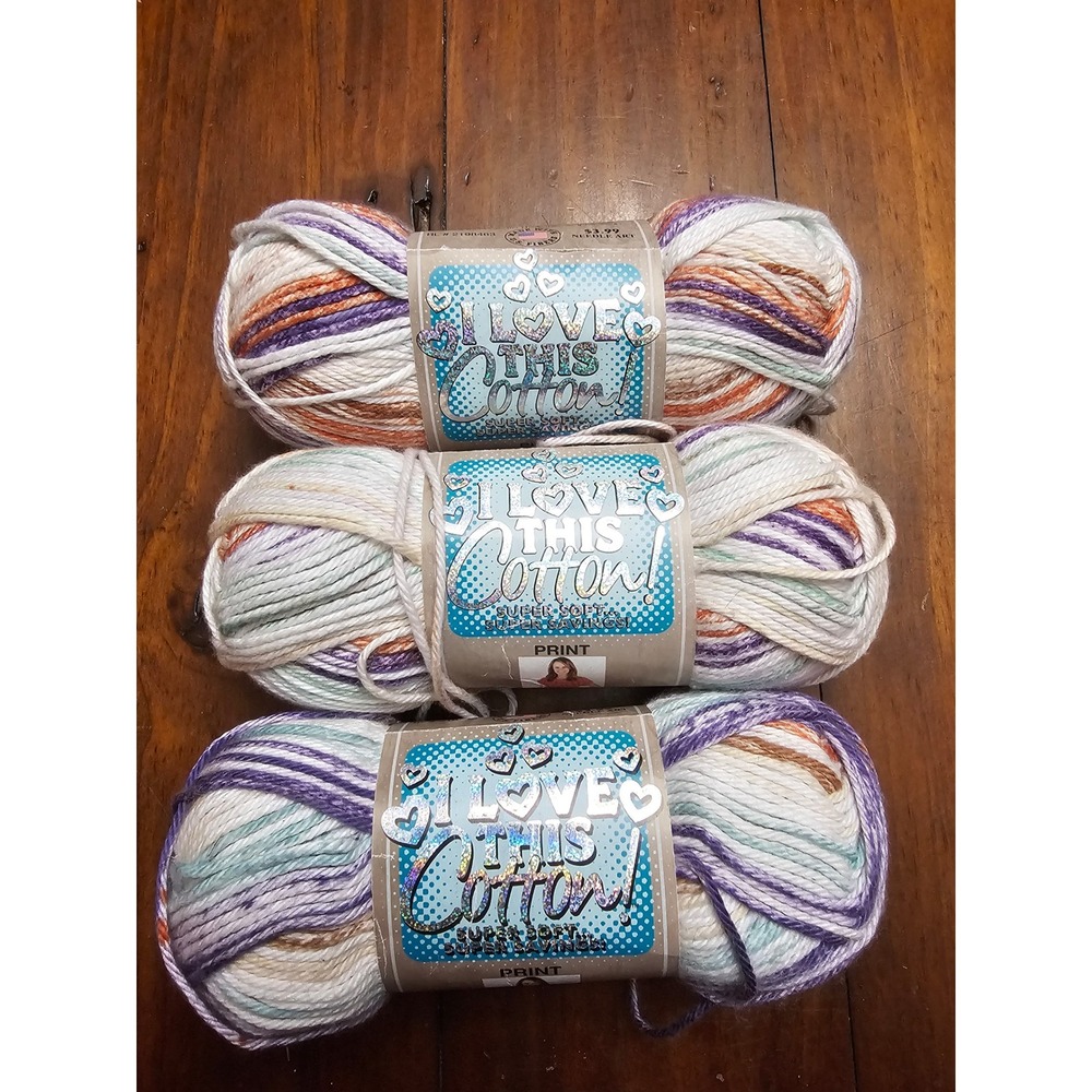 3 Skeins Hobby Lobby I Love This Cotton! Yarn 344 Sunsetting Print 100% Cotton